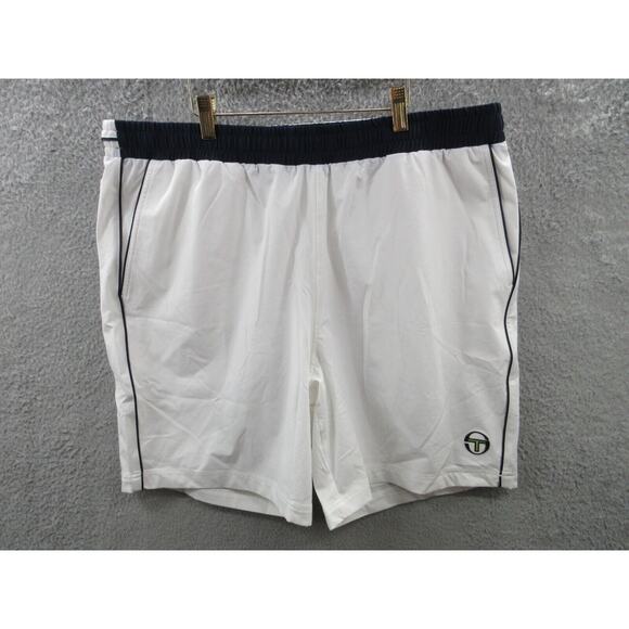 NWOT Sergio Tacchini TCP SHORTS | White/Maritime Blue Tennis/Running | Mens 2XL - Picture 1 of 12
